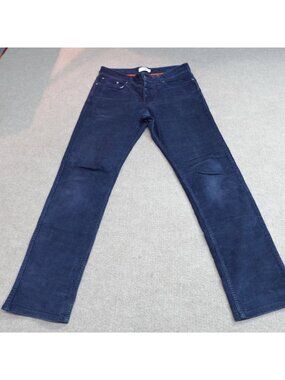 Spoke Pants 32 x 30 Blue Navy Corduroy Solid Cotton Elastane Made in Portugal